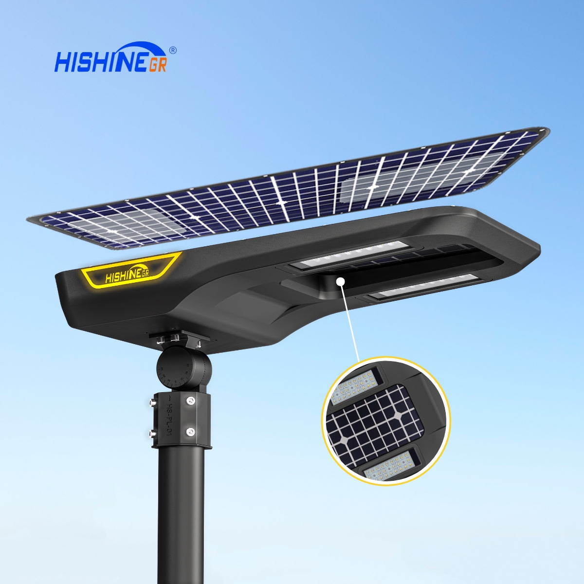 Hishine E Series 100W solar street lights installed for Camp As Sayliyah road lighting project in Doha Qatar